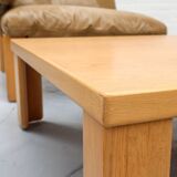 Canapé modulaire en bois et cuir du milieu du siècle