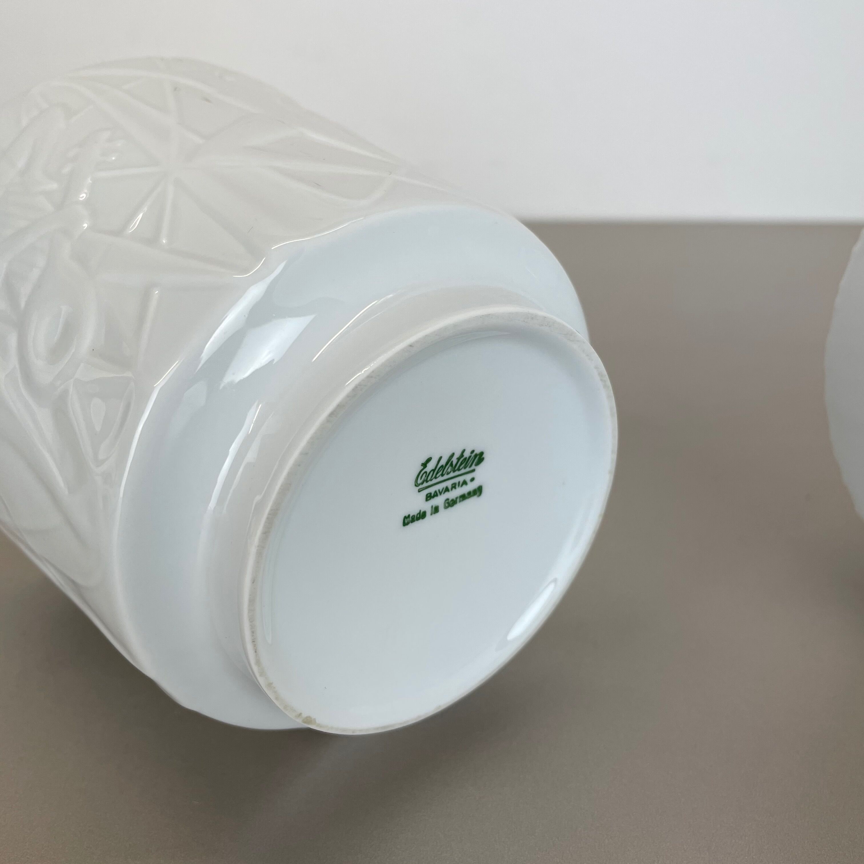 Set of 2 OP Art Biscuit Porcelain Vases by Edelstein Bavaria, Germany, 1970s