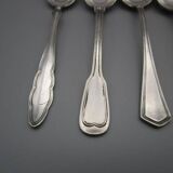 Set of 6 small mismatched old silver metal spoons for a chic table