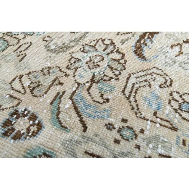 1970s Vintage Persian Handmade Wool Cotton Beige Area Rug 291x387