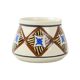 Abstract belgian art deco vase amc white blue black crackle earthenware