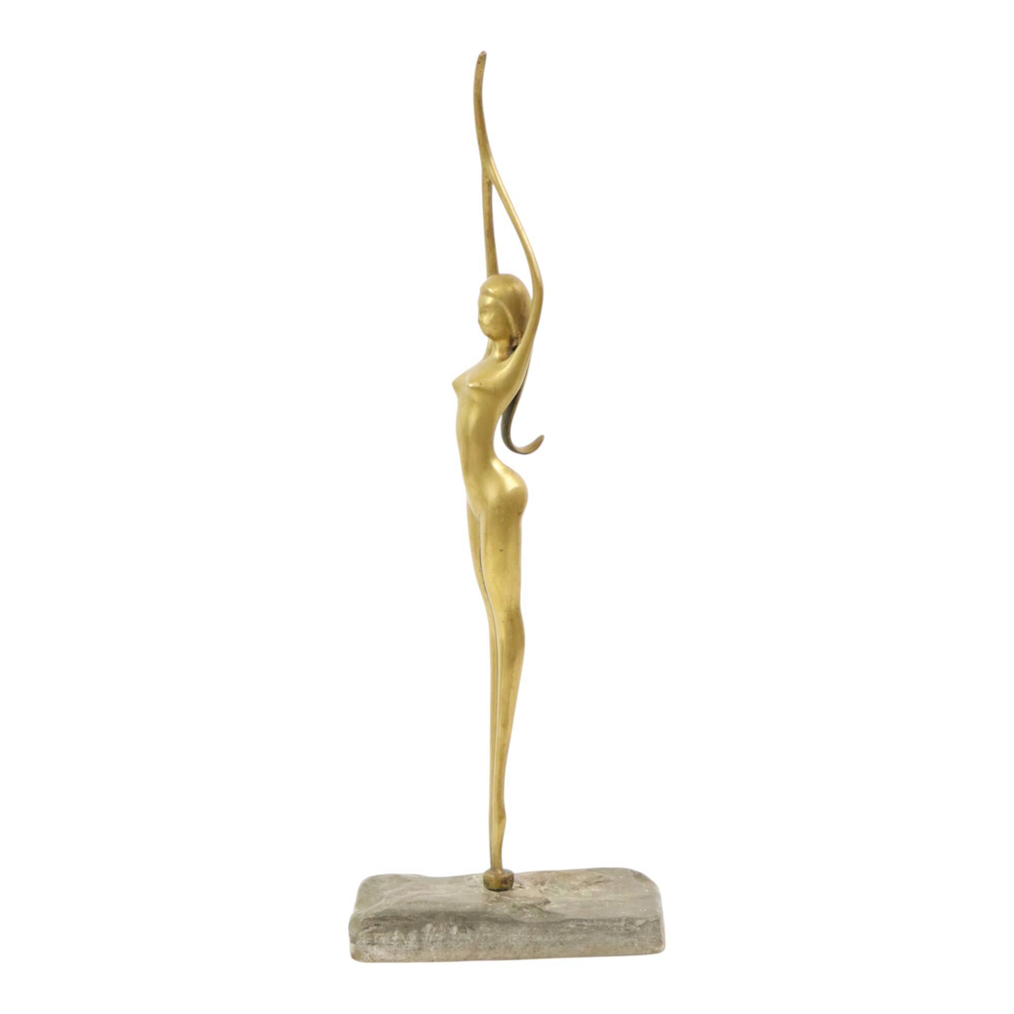 Abstract Image Nude Woman Ballerina Art Deco Style Brass 51cm