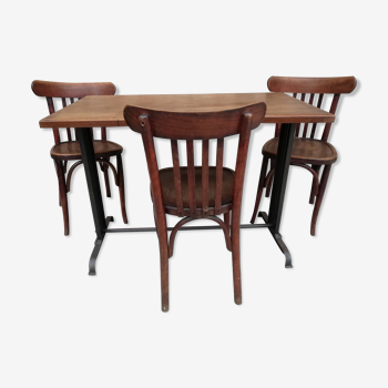 Table bistrot Fischel et 3 chaises Thonet