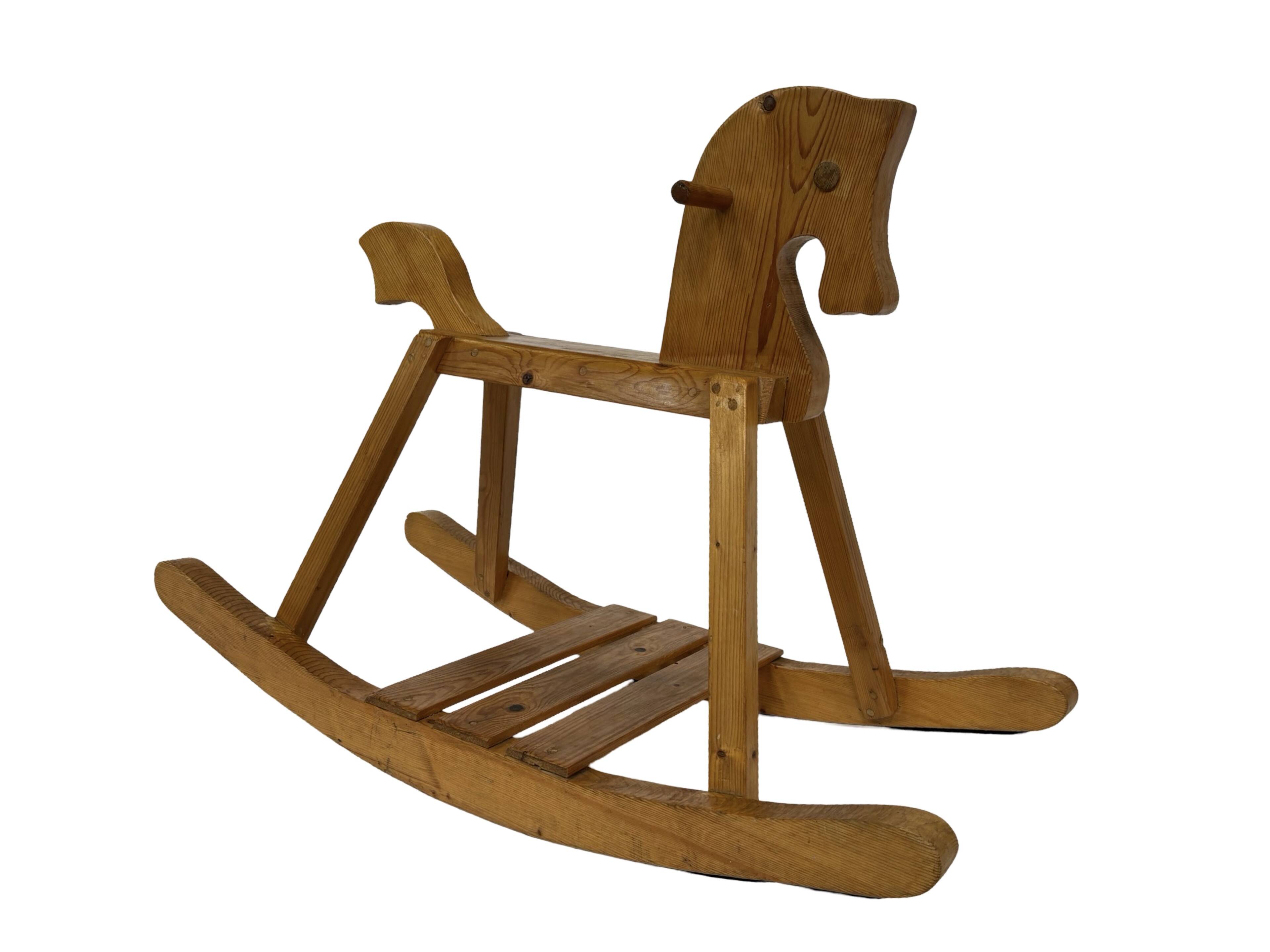 Vintage rocking horse 60s pinewood design minimalist design