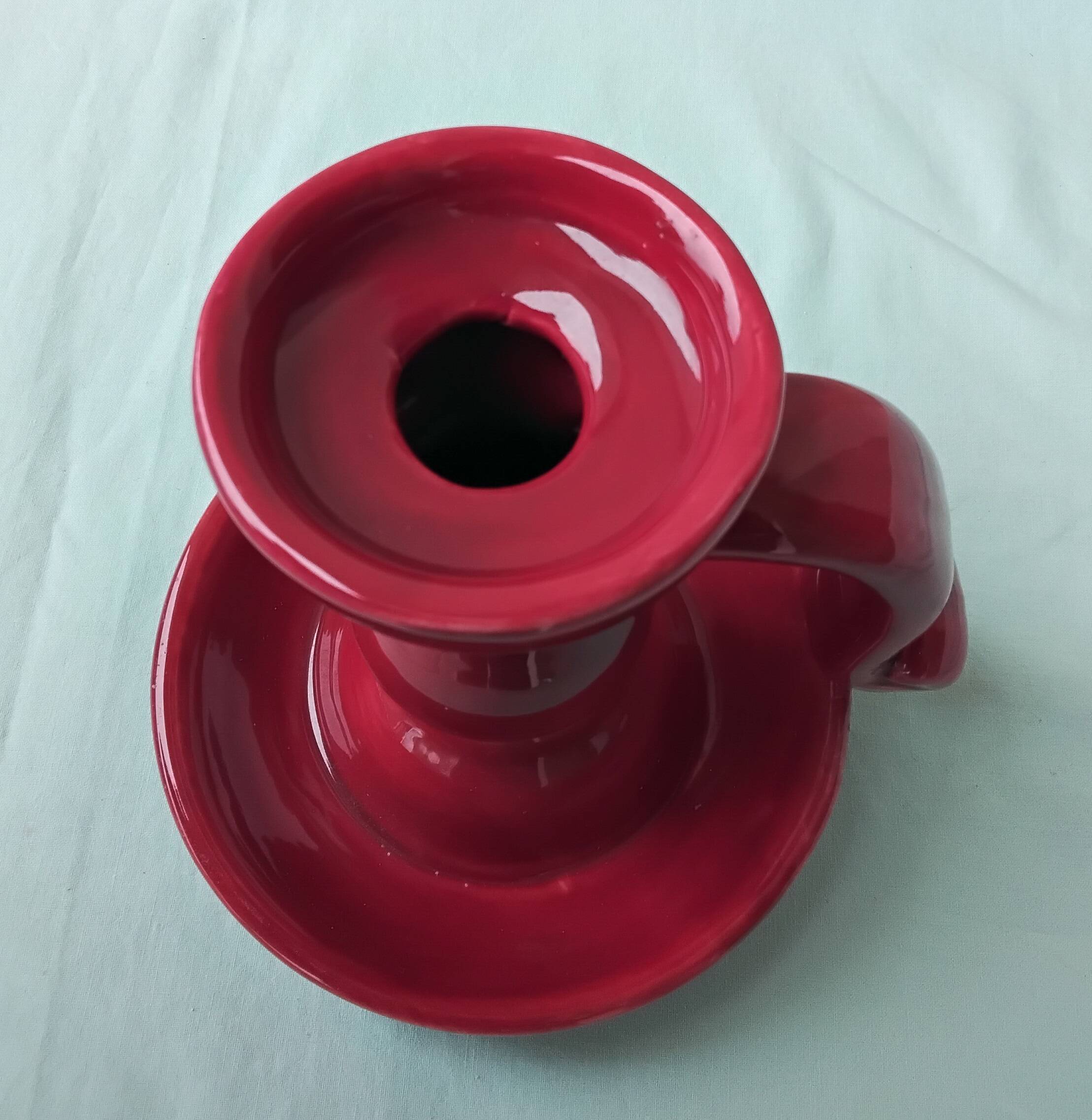 Bougeoir bordeaux en céramique