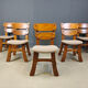 Vintage brutalist dining chairs, set of 5 - 1960s