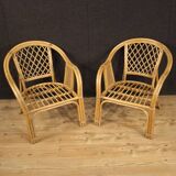 Pair of Italian wicker armchairs from the 60s