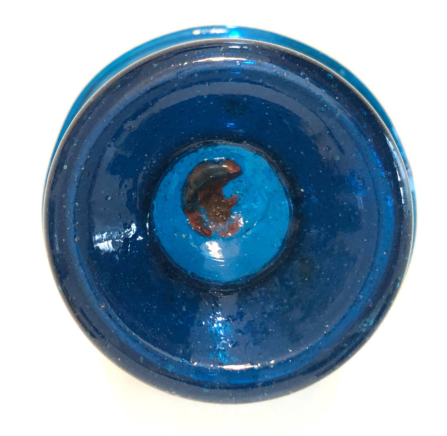 Blue blown glass footed bowl