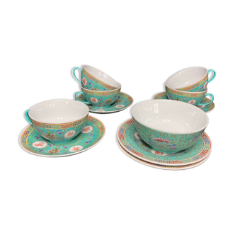 China, tea set part in green porcelain XXth