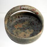 Old terracotta basket signed Campo Piano Orezza Corsican pottery Vintage 1960