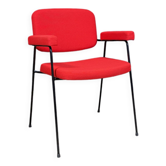 Chaise CM187 PIERRE PAULIN 1950 TISSU ROUGE EDITION ARTIFORT