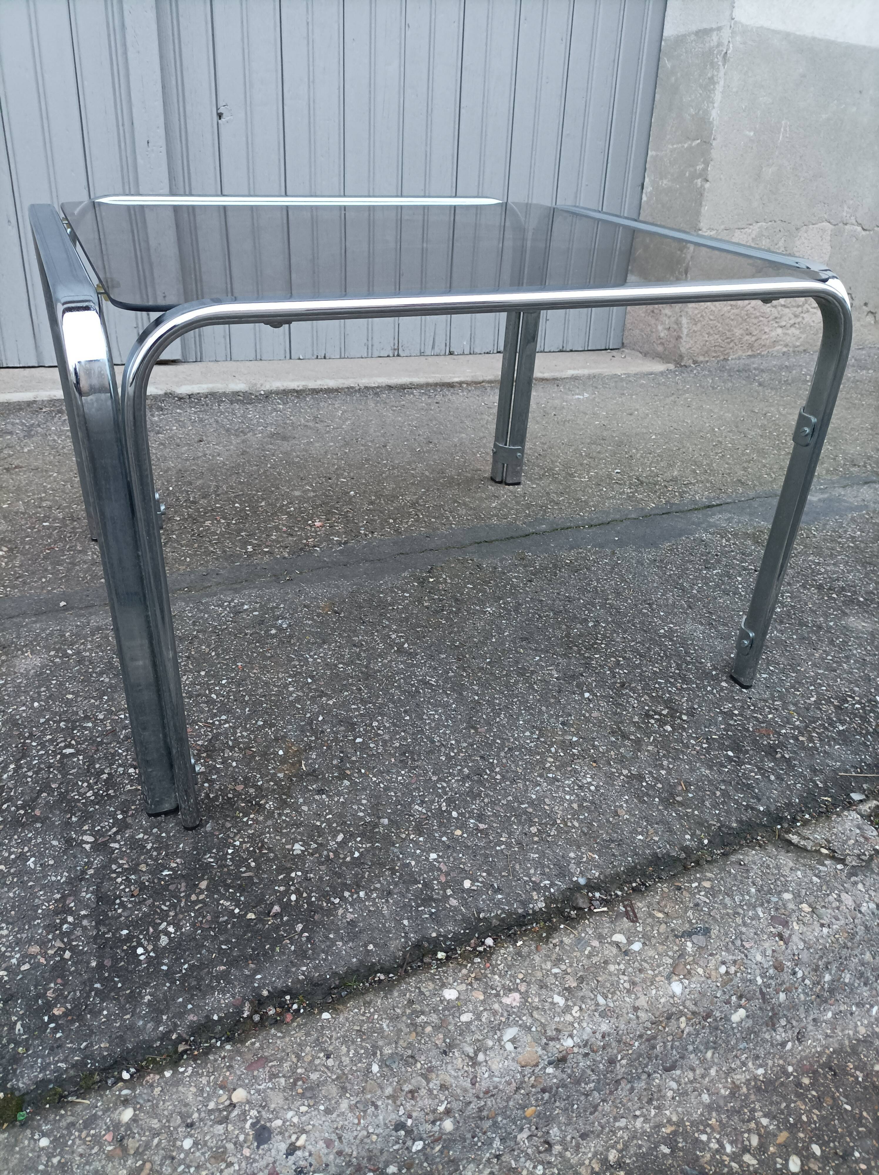 Vintage chrome coffee table and smoked glass