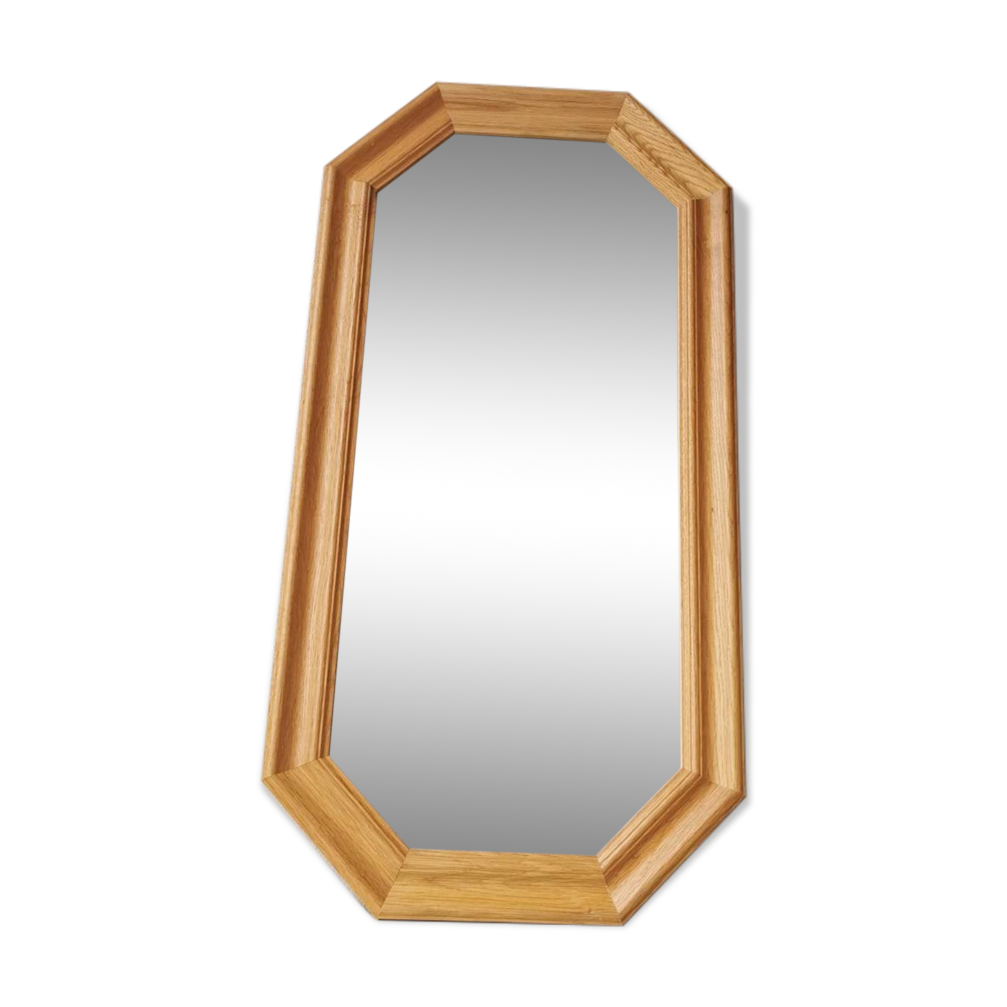 Light oak wooden mirror from the 1980s