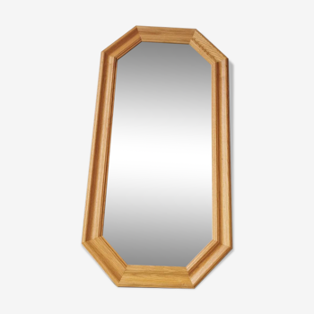 Miroir en bois chêne clair des années 1980