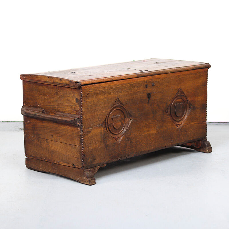 rustic antique 18th century oak chest