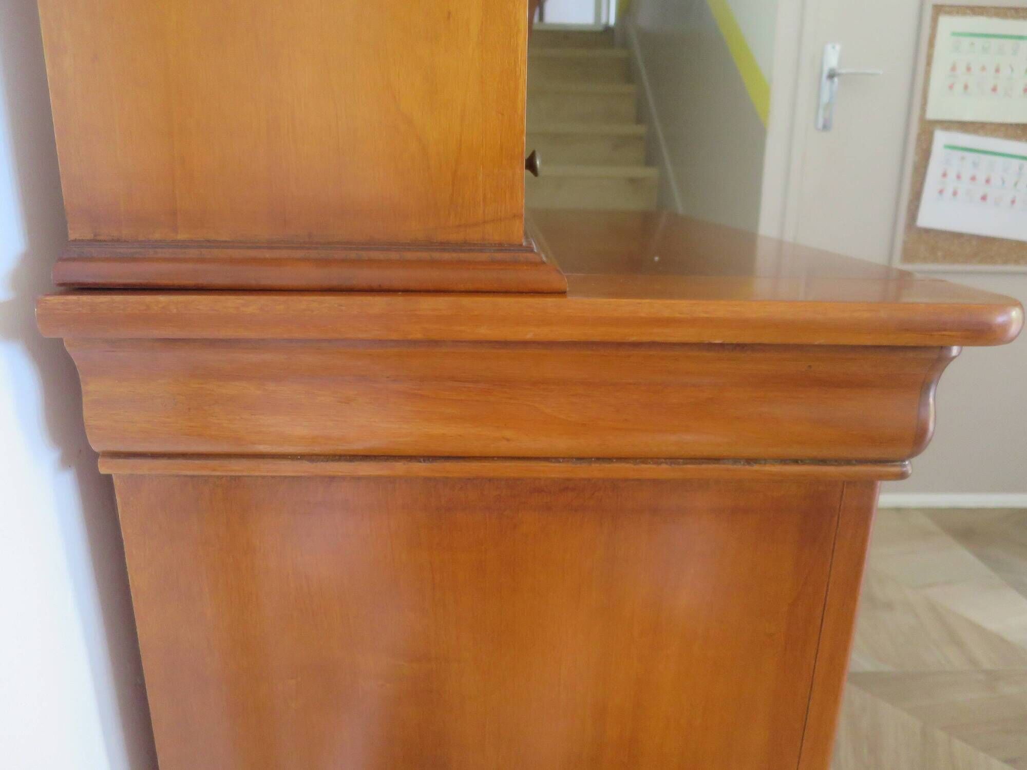 Vintage commode secretary dressing table sliding top 7 drawers cherry wood