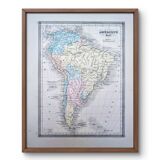 South America, antique map, printed in 1852. Authentic.