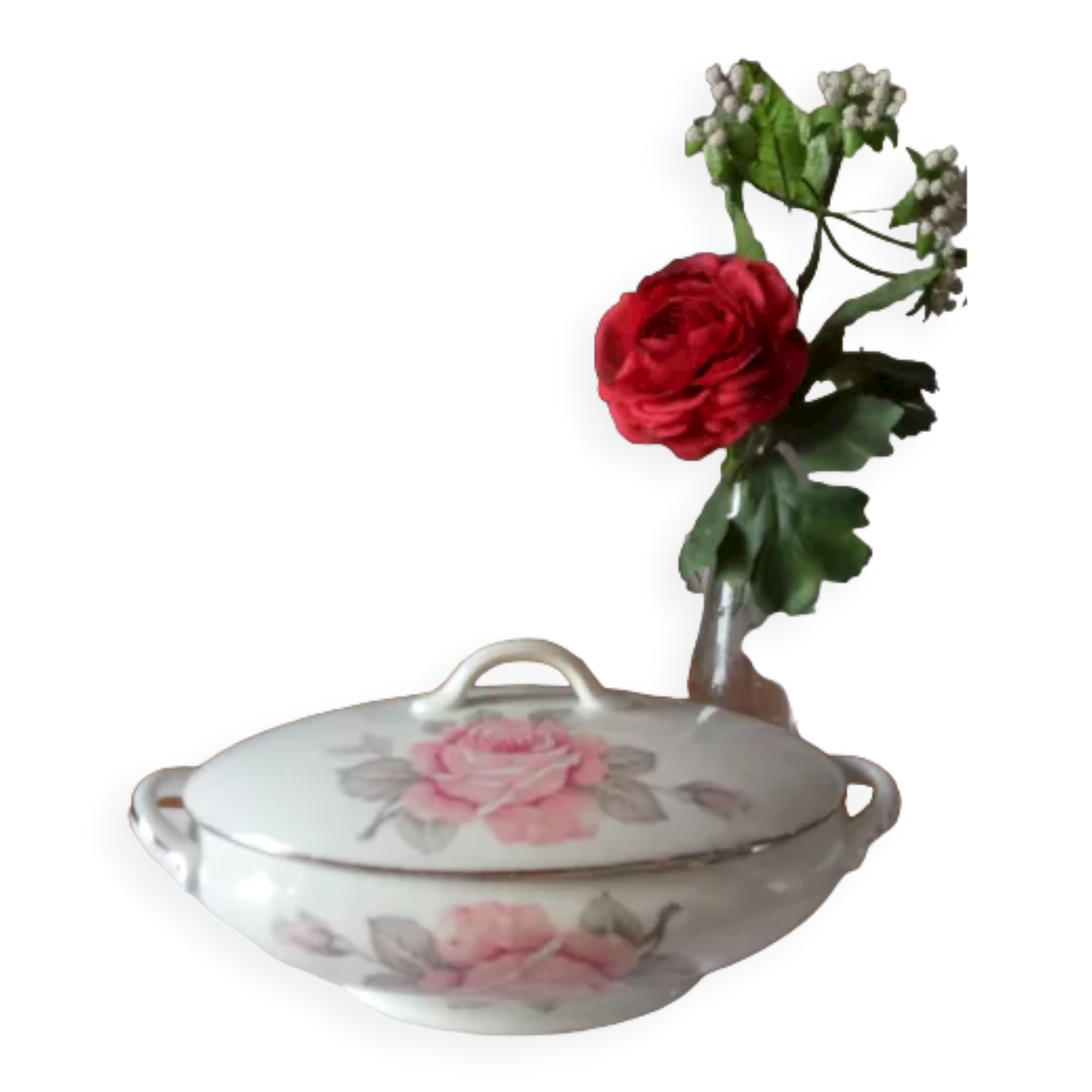 Signed CB France Delicate vegetable with floral motif 'Les Roses '