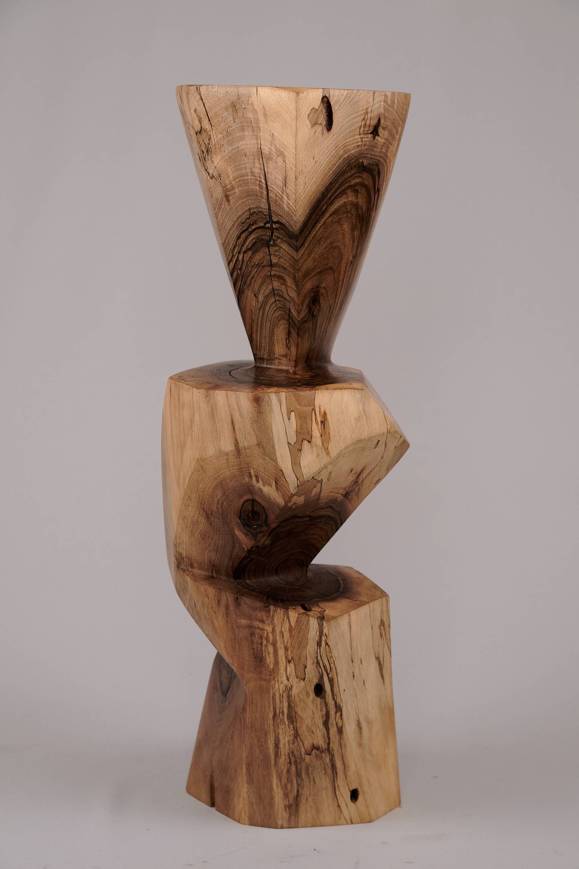 Solid wood sculptural side table, original contemporary design, logniture