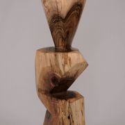 Table d’appoint sculpturale en bois massif, design contemporain original, logniture