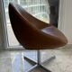 Set of 8 Italian design swivel chairs in cognac leather.