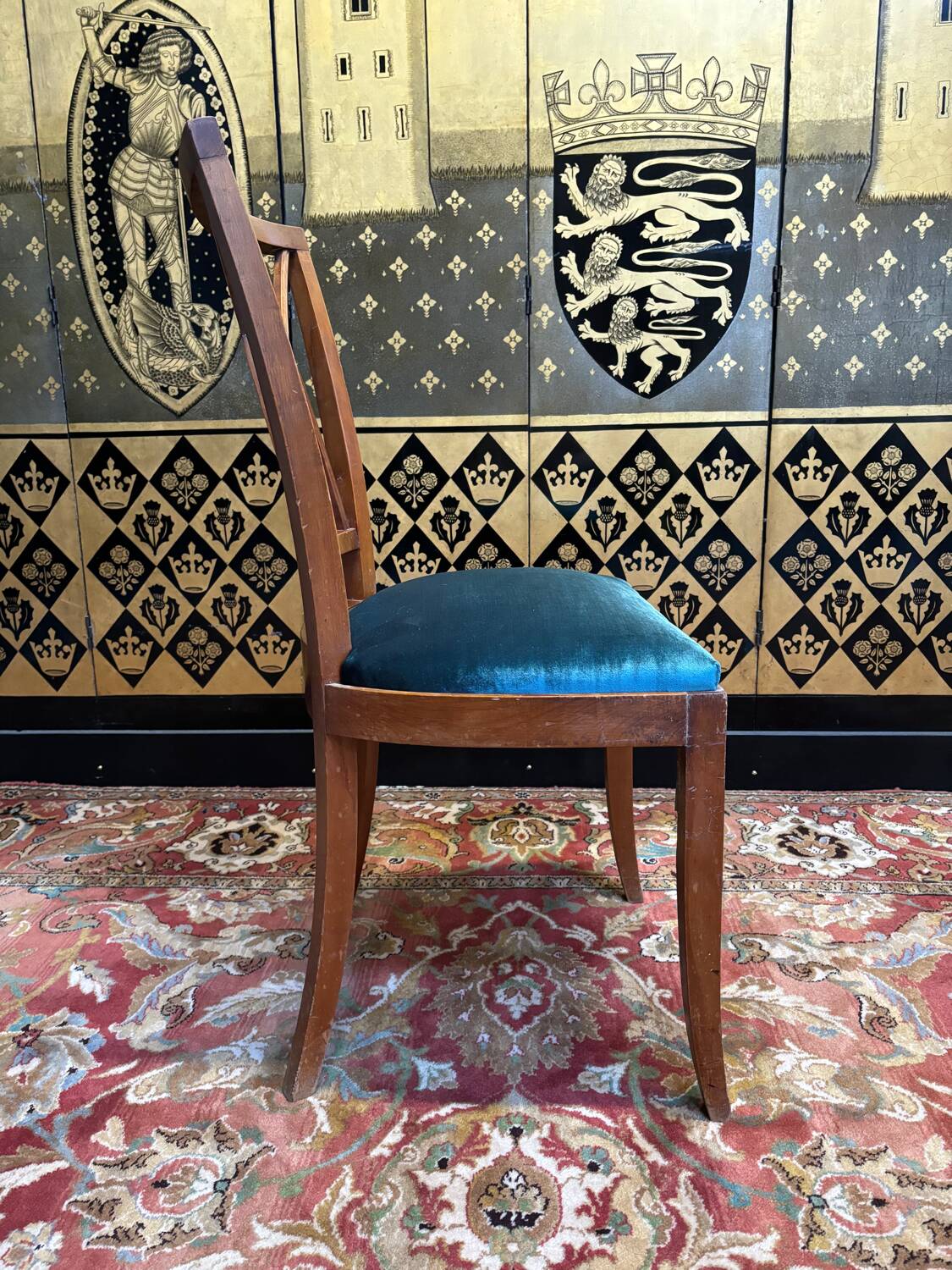 6 cherry wood chairs with openwork backs