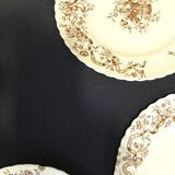 16 assiettes plates en faïence terre de fer, modèle rubans de chez longchamps, ø 24,9 cm