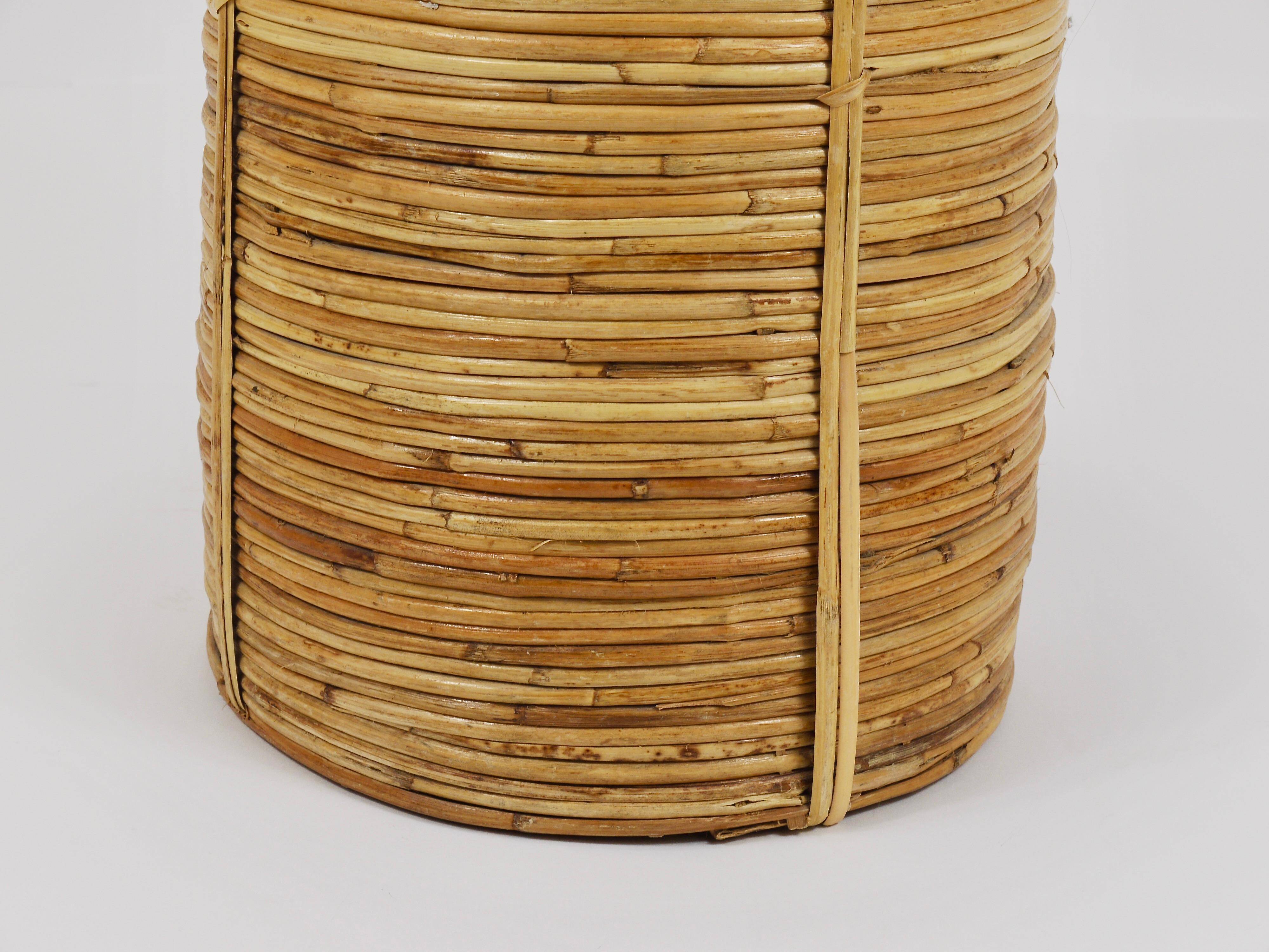 Porte-parapluie et corbeille à papier en bambou et laiton style Riviera, Italie, années 1970