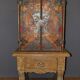 Neoclassical Art Deco cabinet in leather and oak