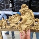 Antique gilded mirror with shell pediment, 130x80 cm