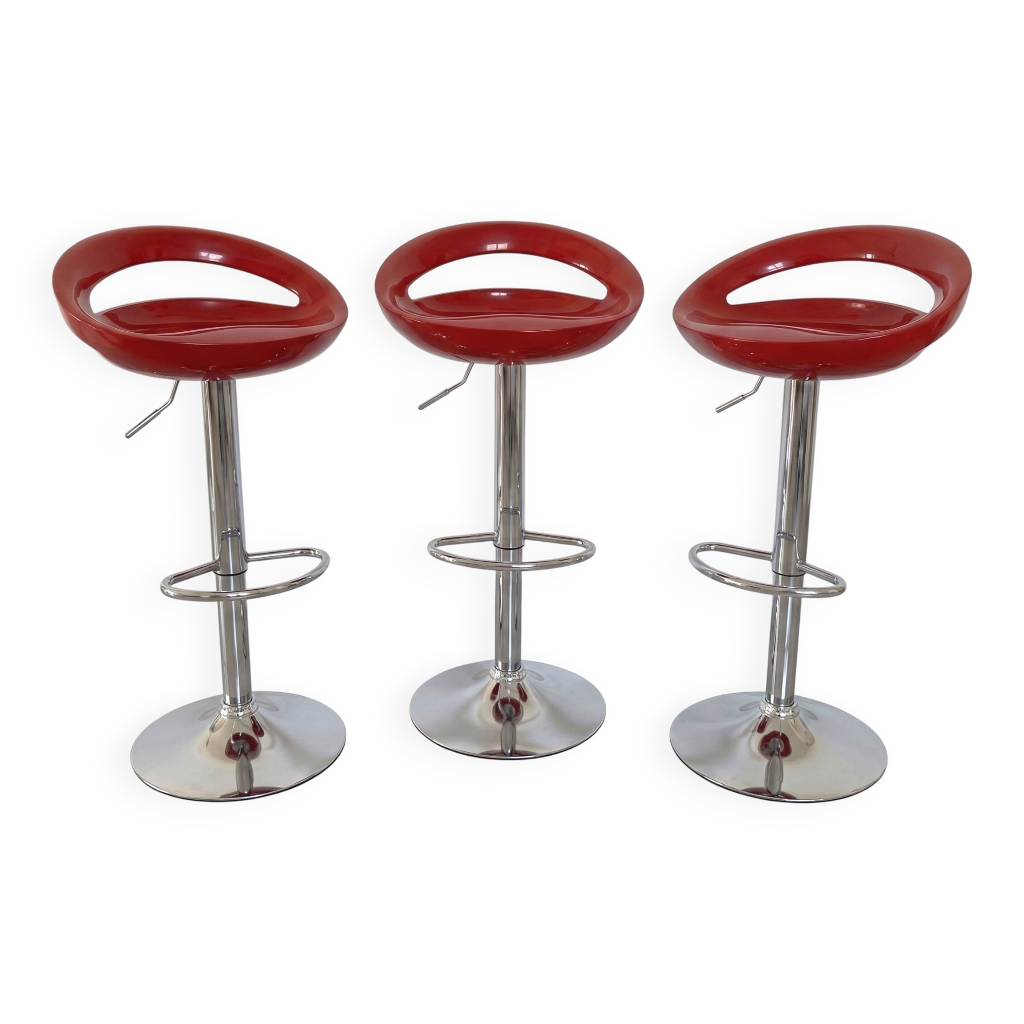 Lot de 3 tabourets de bar design rouge verni - style moderne & élégant
