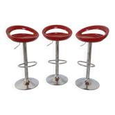 Lot de 3 tabourets de bar design rouge verni - style moderne & élégant