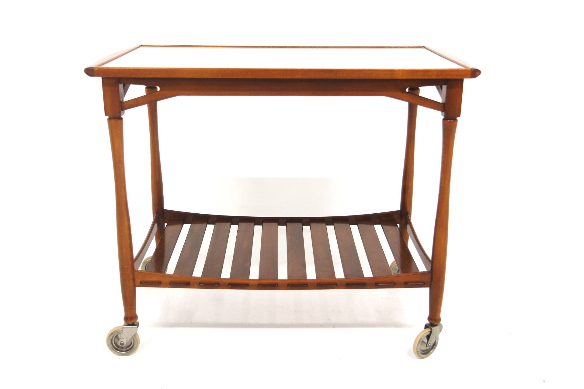 Scandinavian mahogany and Formica serving trolley, Swedish modern, Sweden, 1940