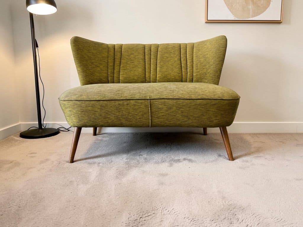 Canapé vintage jaune-vert deux places / fauteuil / sofa