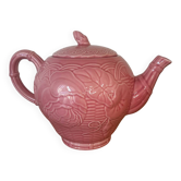 Théière barbotine fleurie rose