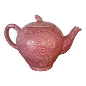 Pink floral slip teapot