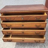4 drawer chest of drawers in walnut with red marble top from the 19th century