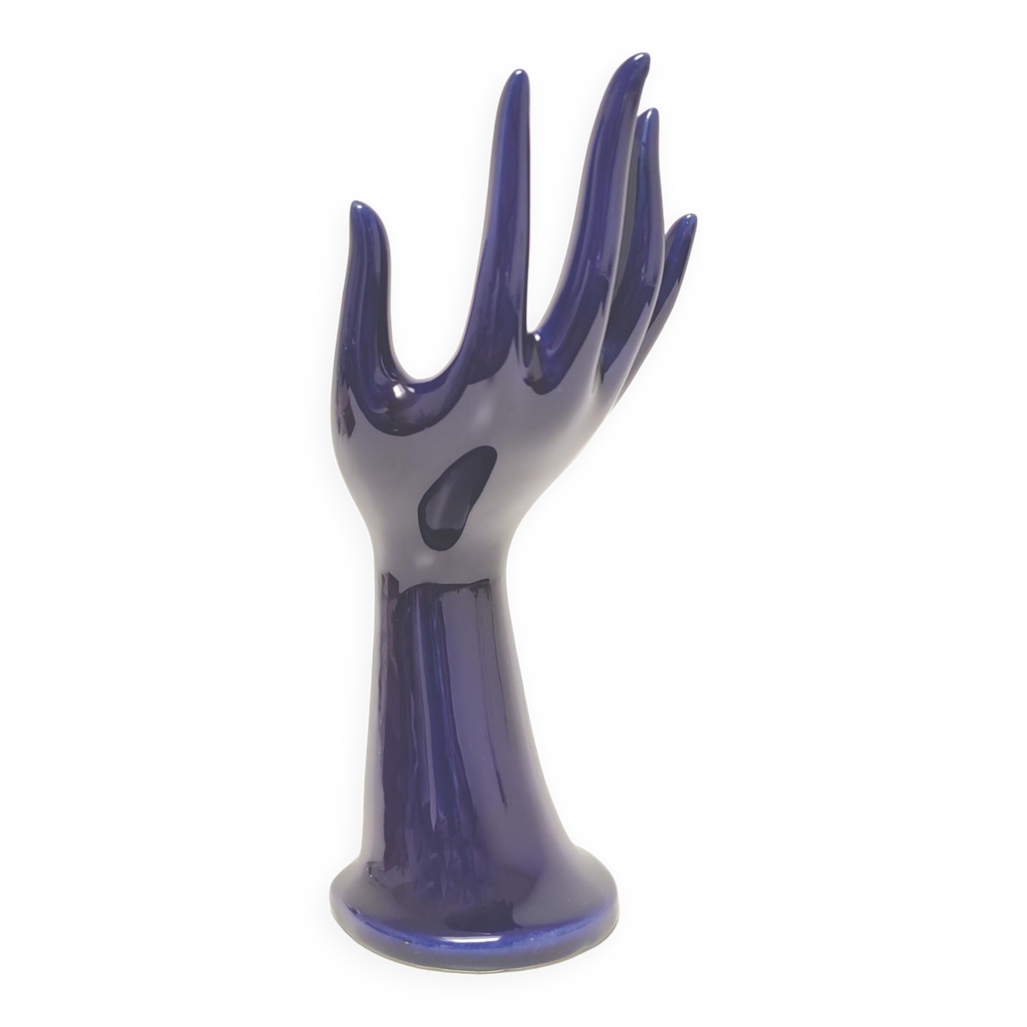 Hand ring or blue ceramic soliflore seventies