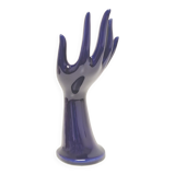 Hand ring or blue ceramic soliflore seventies