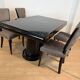 Art Deco dining table in black piano lacquer & metal, 1930