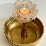 Vintage brass and glass centerpiece candle holder