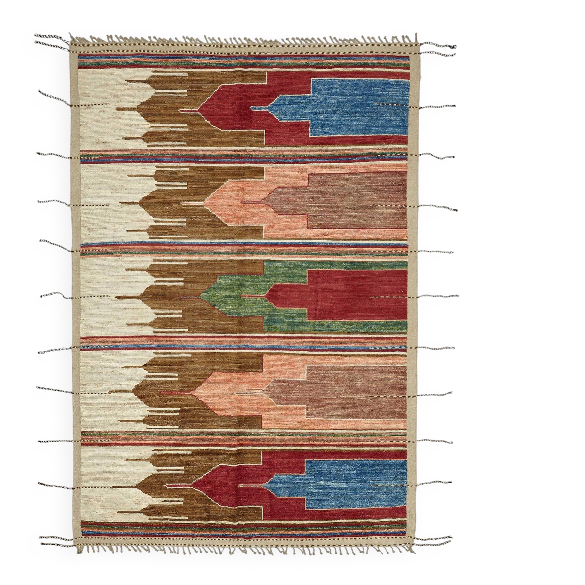 Handwoven Tribal One of a Kind 258 cm x 305 cm Multicolor Wool Carpet