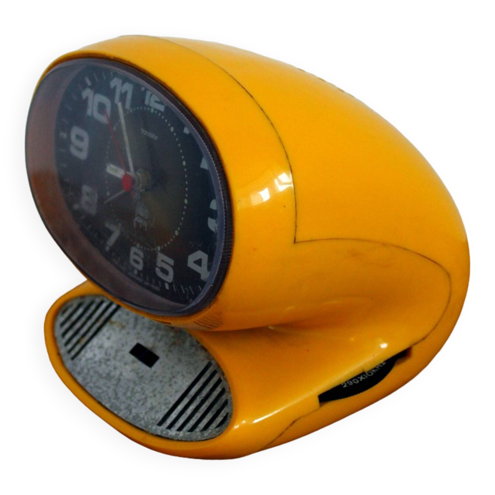 Japy yellow vintage space age alarm clock radio from the 70s