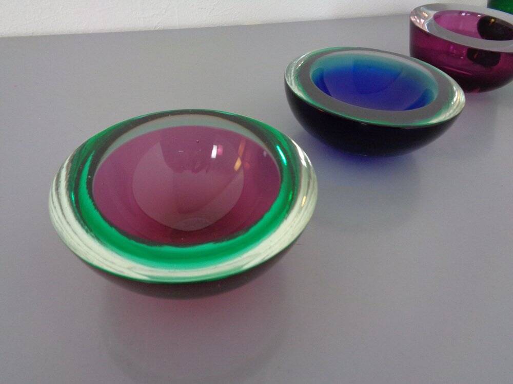 Sommerso Murano Glass Bowls by Flavio Poli, 1960s, Set of 4