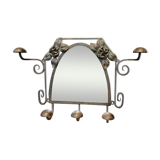 Art deco wrought iron wall coat rack