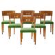 Swedish Art Deco, set of 6 "klismos" chairs, birch and mohair, griffin inlays, 1930s.