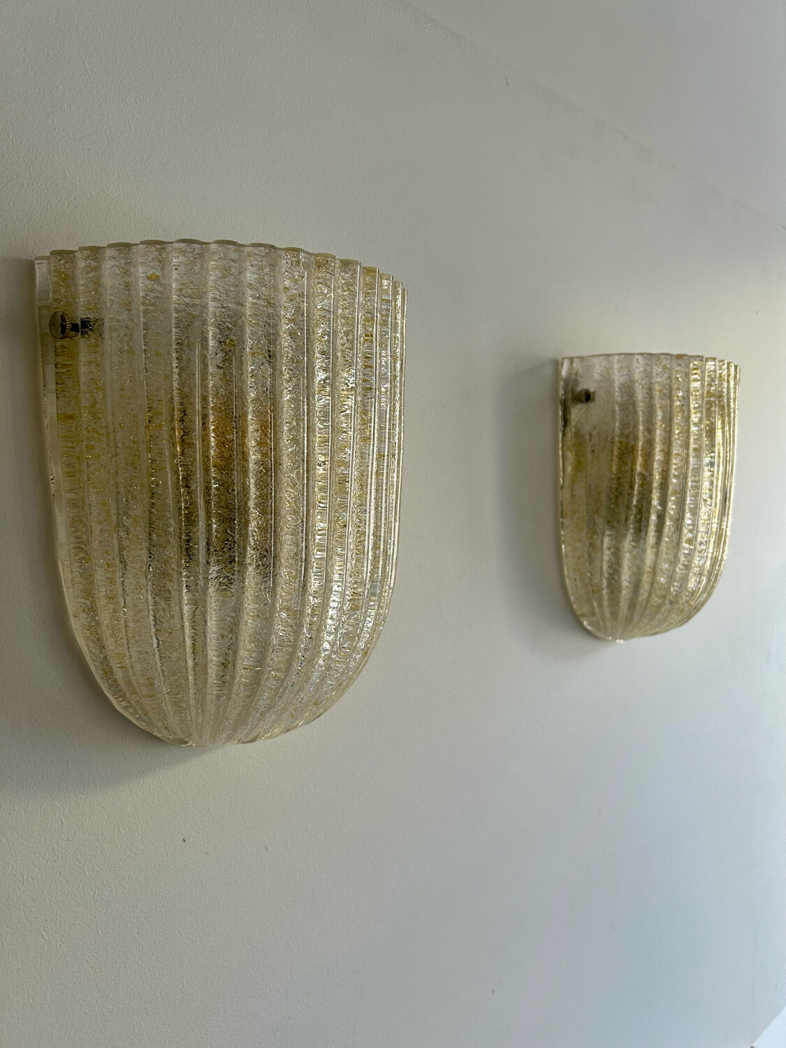 Pair of vintage murano wall lamps, zonca italy 1970