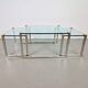 T53 Coffee and Side Tables in Brass and Glass by Peter Ghyczy, 1970s, Set of 3