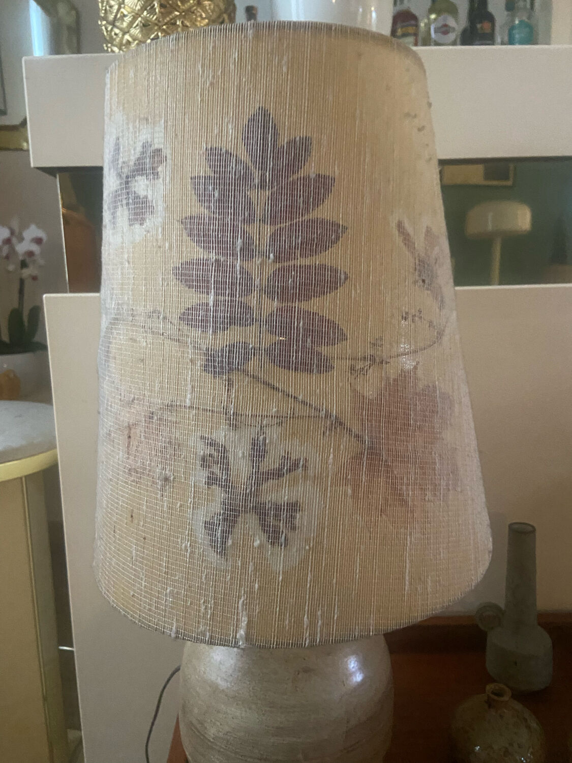 Vintage stoneware lamp signed
