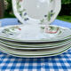 Six vintage flat English plates by Churchill Staffordshire.